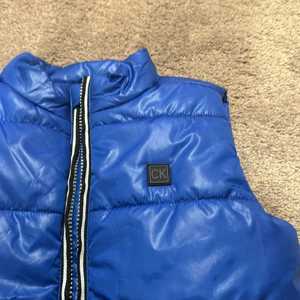 Calvin Klein Puffer Vest SIZE 6 Blue Quilted Zip Up Lightweight Kids Jacket